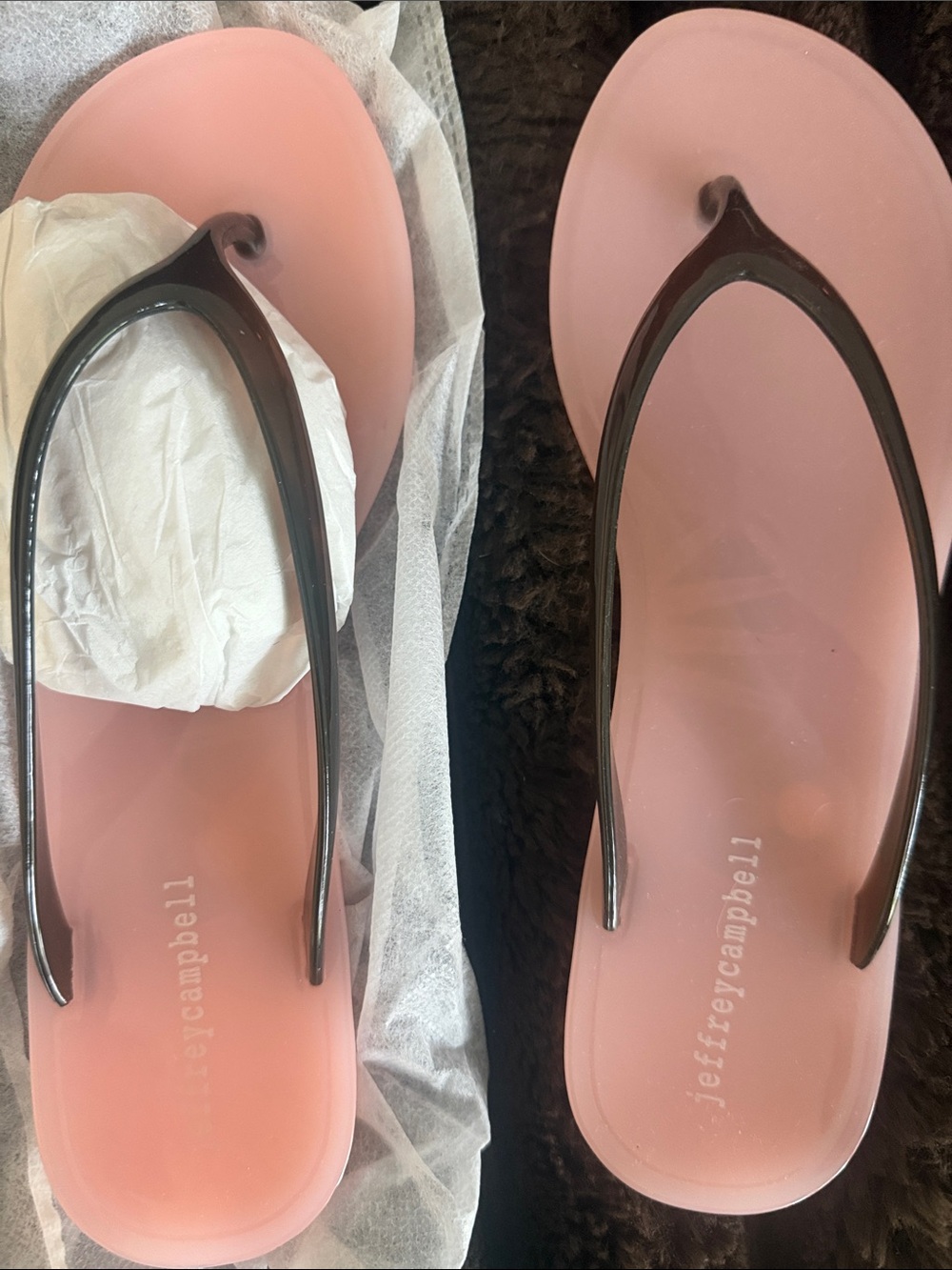 Jeffrey Campbell Pink Footbed Sandal with Brown Straps